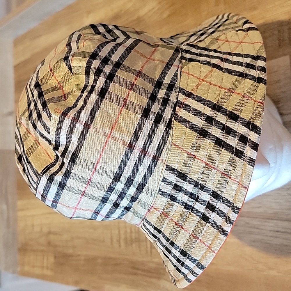 🍃 Plaid sun hat reversible tan